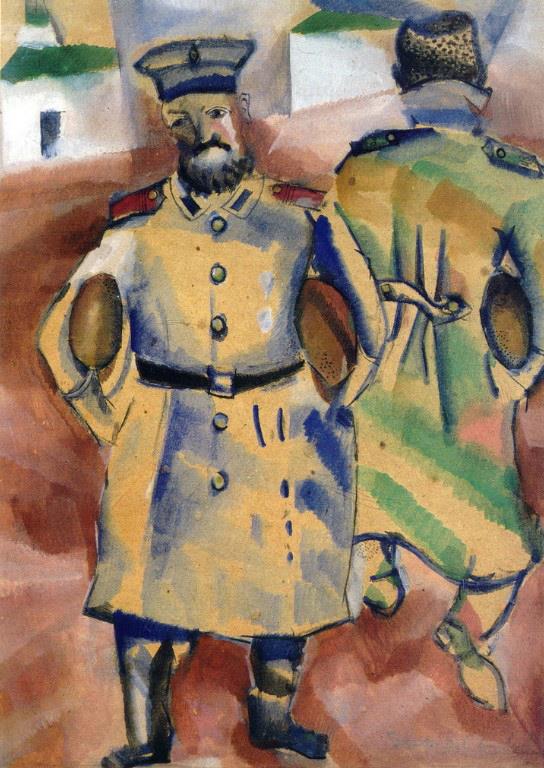 パンを持った兵士 現代マルク・シャガール油絵